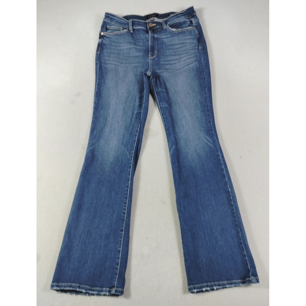 Judy Blue Jeans Women's Juniors 15/32 Blue Mid Rise Bootcut Distressed Denim